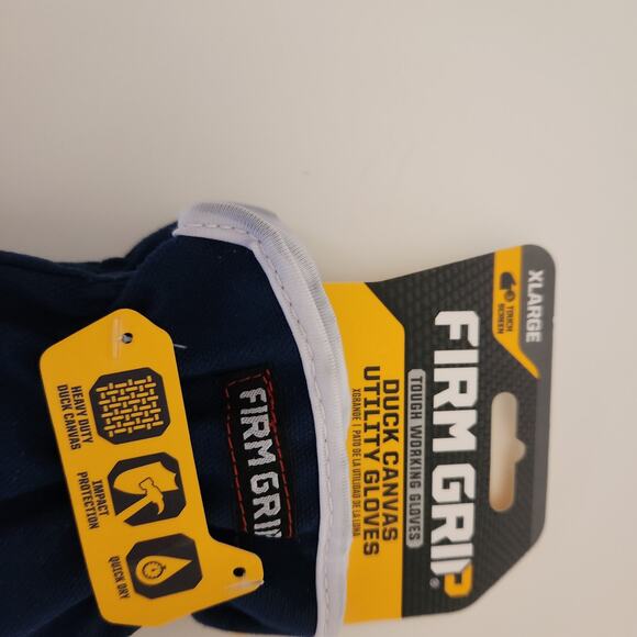 Men's Firm Grip X large utility duck canvas gloves Navy blue and white - Picture 2 of 4